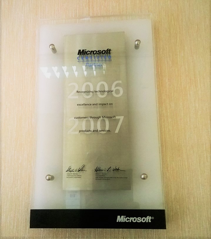 Our first Microsoft GOLD Partner plaque